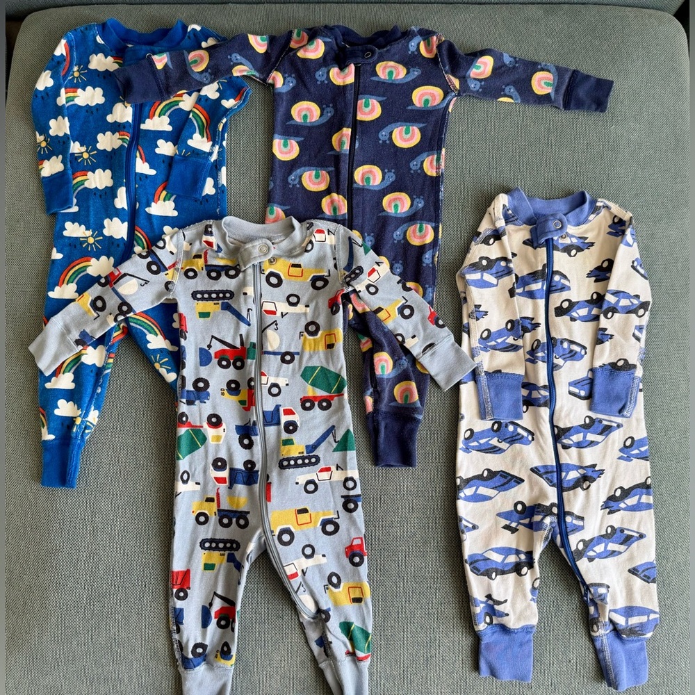 Hanna Andersson Blue Footies One Pieces with Playful Patterns